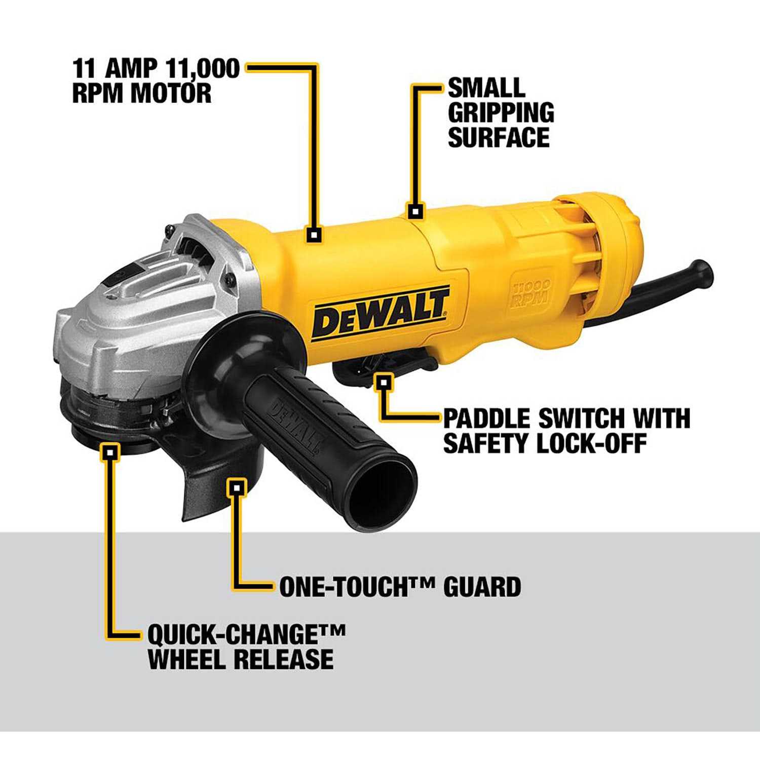 DEWALT 11-Amp Corded 4-1/2 in. Small Angle Grinder DWE402W - Shop Hardware Tools Online Store