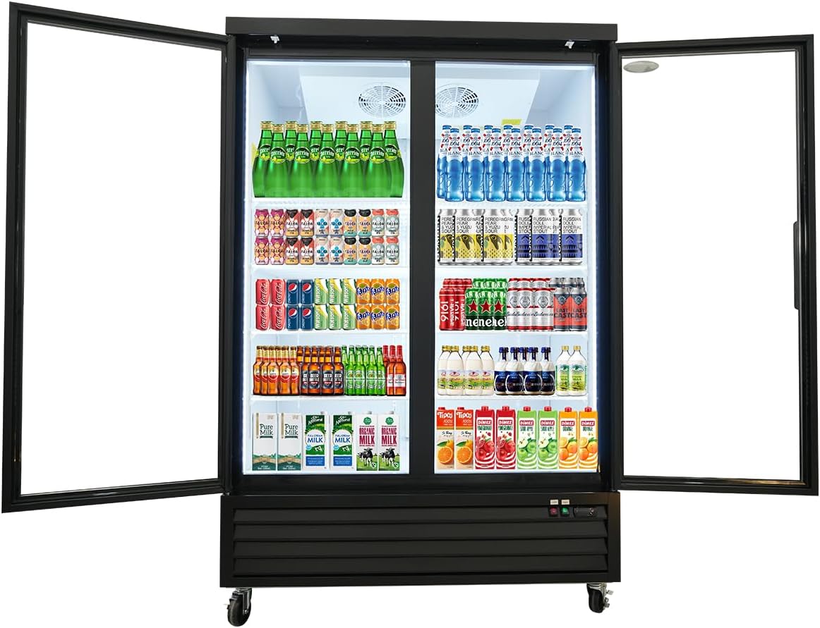 Glass Door Merchandiser Refrigerator with LED Lighting, 44.7 cu.ft Commercial Beverage Cooler, Auto Defrost, Extra Adjustable Shelves and Drink Organizers, ETL Certifications