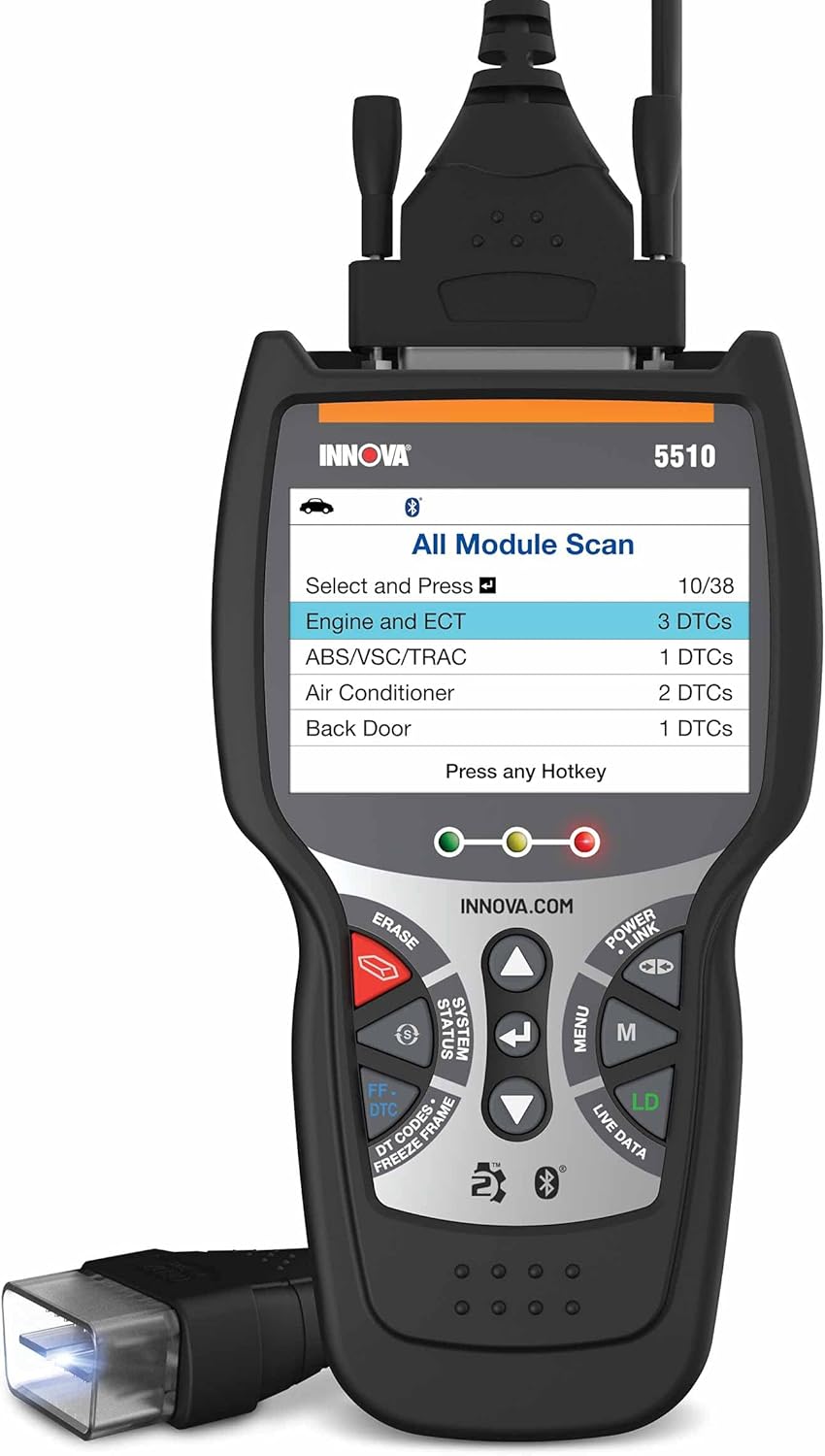 INNOVA 5510 - Newest 2022 OBD2 Diagnostic Code Scanner - Brake Bleeding, Caliper Service, Brake Pad Life, Read/Erase ABS/SRS Codes, Reset Oil Light, Live Data, Battery/Alternator Test