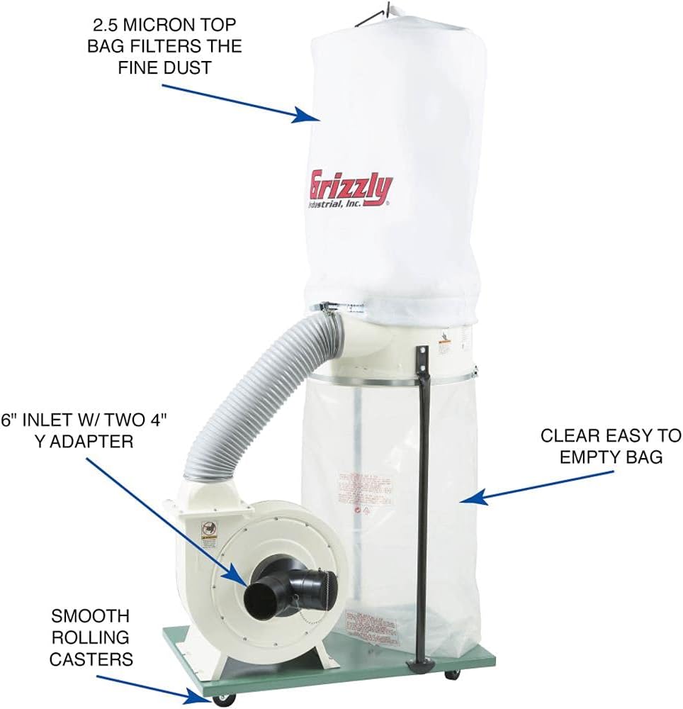 Grizzly Industrial G1029Z2P - 2 HP Dust Collector with Aluminum Impeller - Polar Bear Series