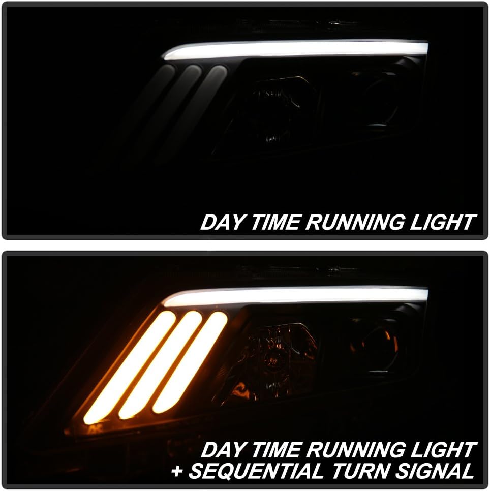 ACANII - For Black 2010-2012 Ford Fusion LED [SEQUENTIAL Signal] DRL Projector Headlights Headlamps Left + Right