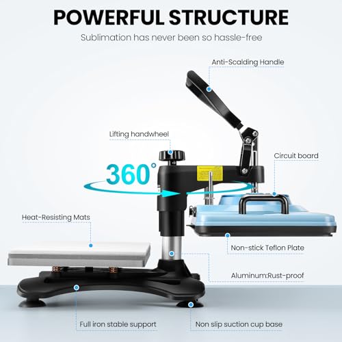 AKEYDIY Heat Press,15"x12" 8 in 1 Industrial Tshirt Press Machine,Swing Away Heat Press Machine for T Shirts Digital Precise LCD Control Heat Transfer Sublimation Machine for Shirts/Mug/Cap/Plate/DIY