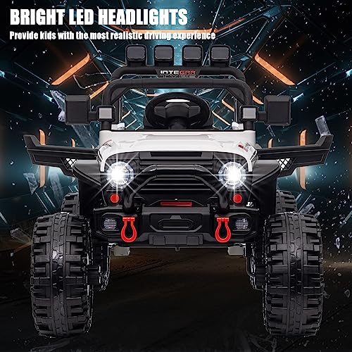 24V Ride On Car, Battery Powered Cars for Kids Ride On Truck with Remote Control Kids Electric Car Ride On Toy for Boys with 3 Speeds, MP3 Player, Bluetooth, Black