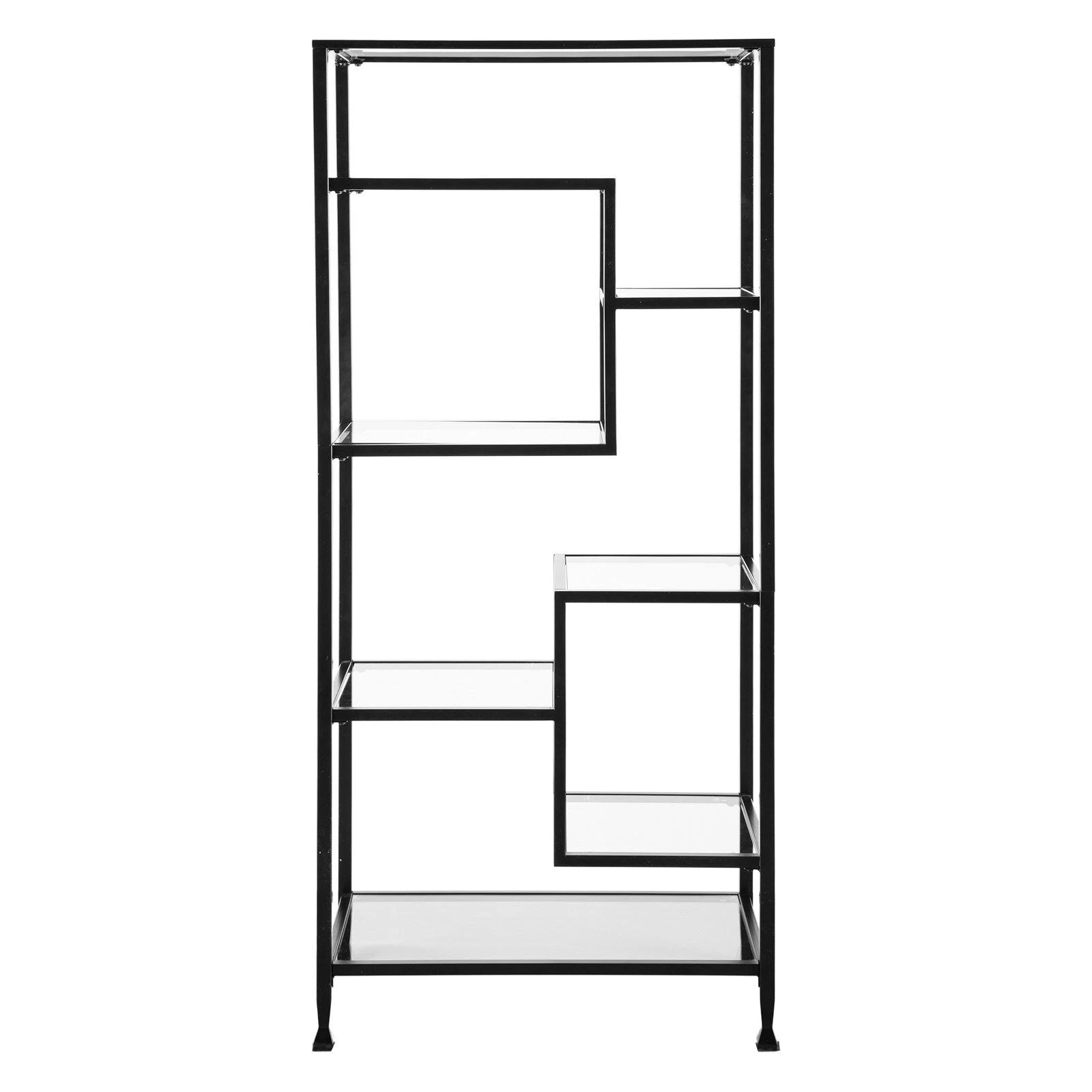 Southern Enterprises Jaymes Metal u0026 Glass Bookcase, Black