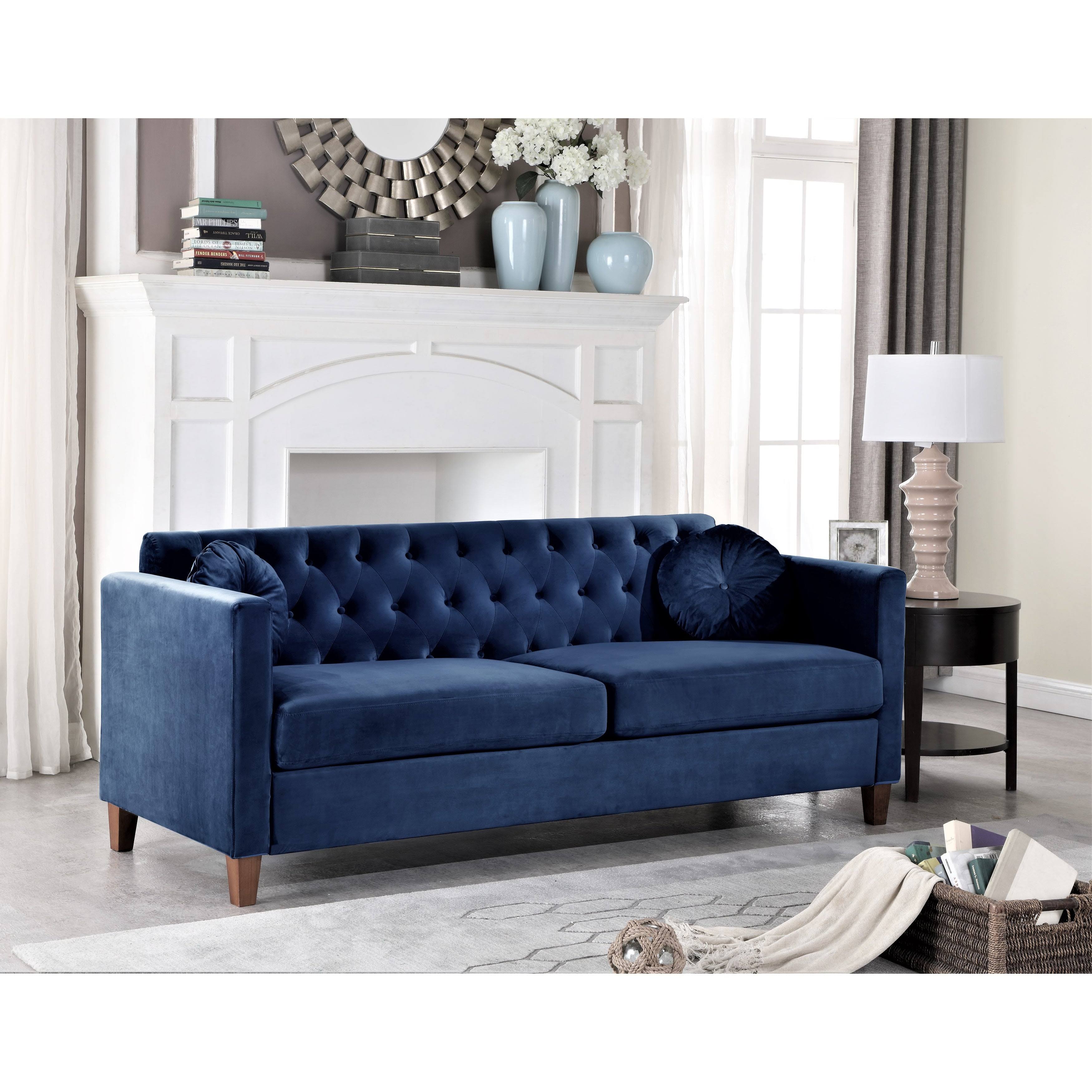 Lory Kitts Classic Velvet Chesterfield Sofa - Dark Blue