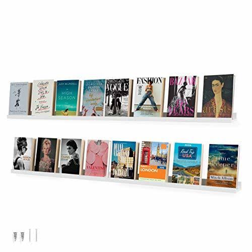 Wallniture Denver Modern Wall Mount Floating Shelves - Long Narrow Picture Ledge - 60 inch White Set of 2 Mounting Hardware Incl