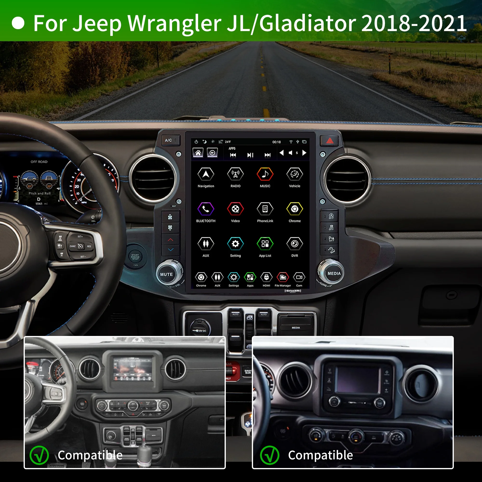 Linkswell Gen5 T-style 12.1 inch Car SirusXm Radio Stereo for Jeep Wrangler Gladiator 2018-2021 Touch Screen Car Navigator Android Truck Replacement GPS radio 4G+64G Apple Carplay Auto