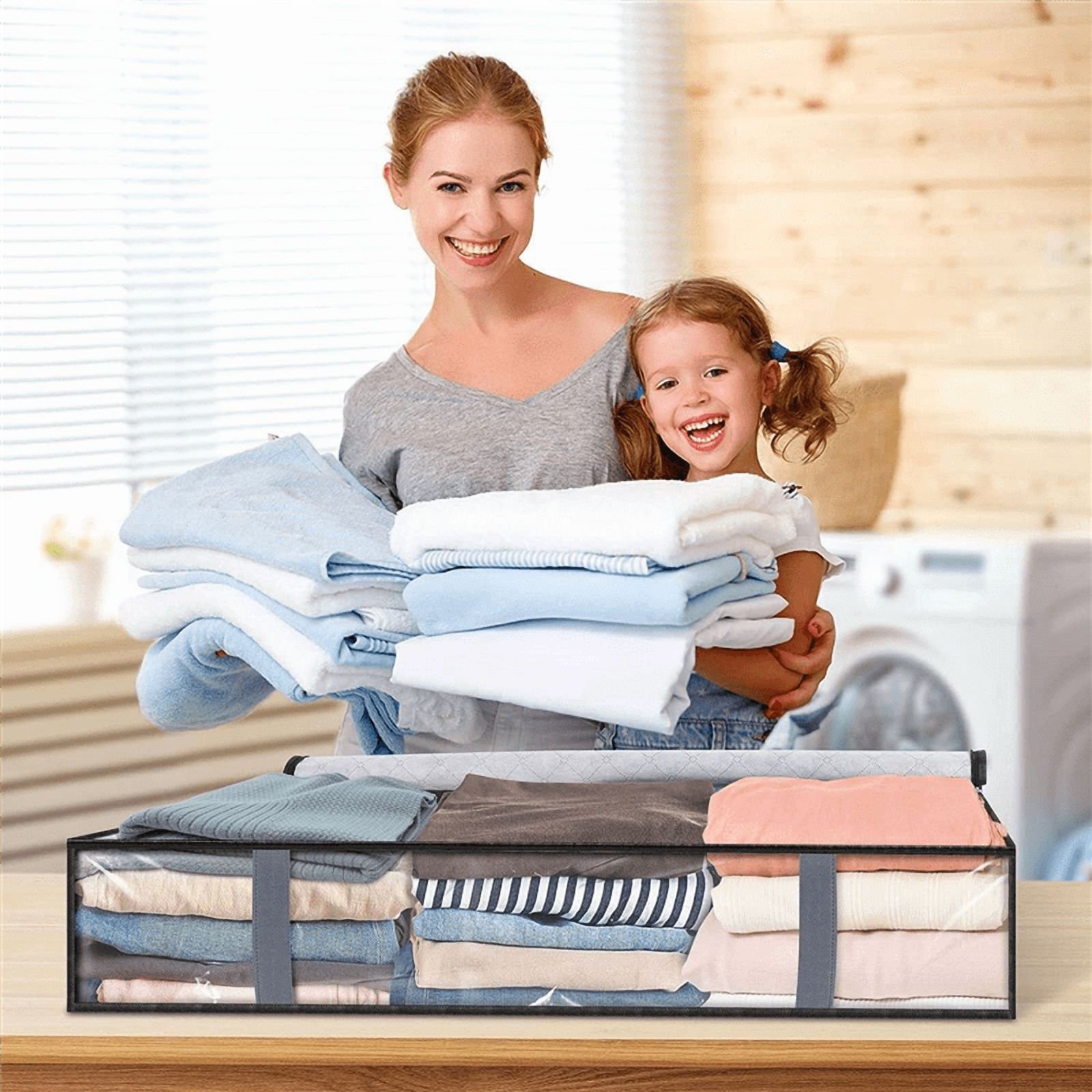 Storage Bags, Clothes Storage, Under Bed Storage Containers with Handles, Capacity Storage Bins, Foldable 6Pcs,6 x Storage Bags,grey