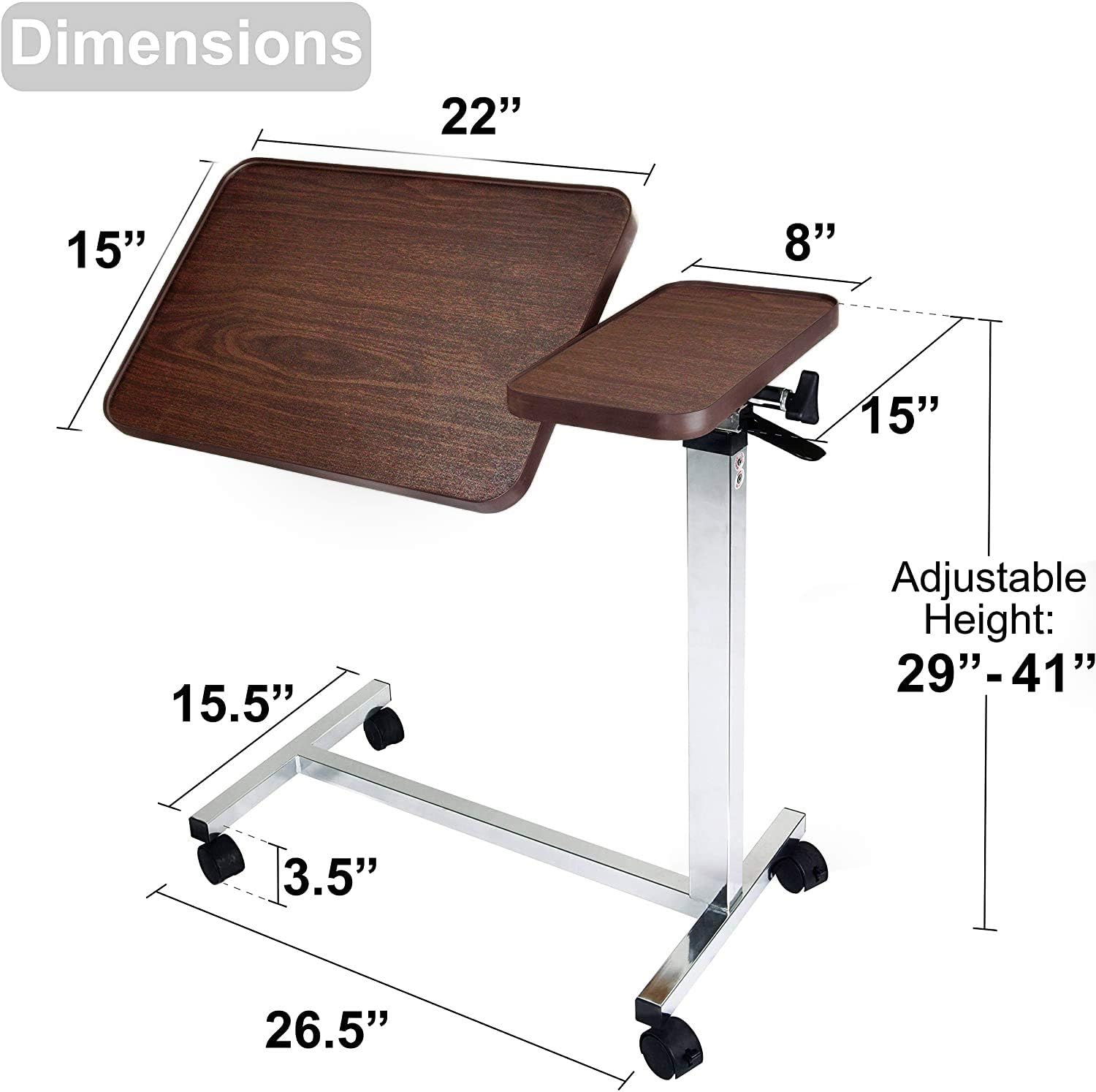 Vaunn Tilt Top overbed Table, 1 Count (Pack of 1), Brown Matte Pack of 2