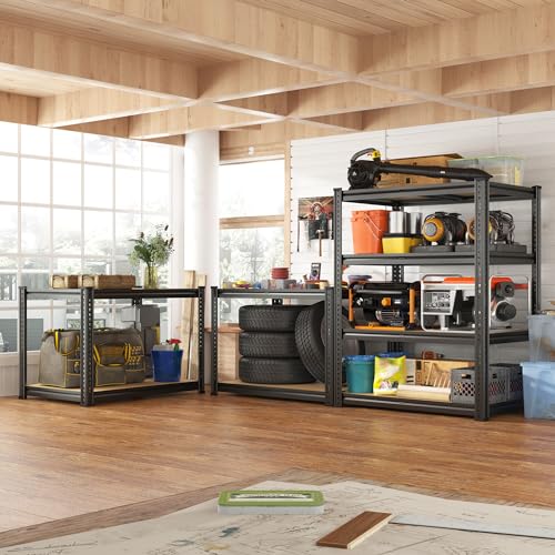REIBII 2250LBS Garage Shelving Heavy Duty Garage Storage Shelves 5-Tier Adjustable Metal Shelves for Storage Rack, Shelving Units and Storage for Pantry Industrial Shelving 72.1" H (2 Pack, 5 Tier)