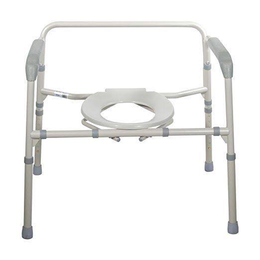 Healthline Heavy Duty Commode Bariatric, Medical Bedside Folding Bariatric Commode Chair Toilet for Elderly Seniors Disabled, Wi