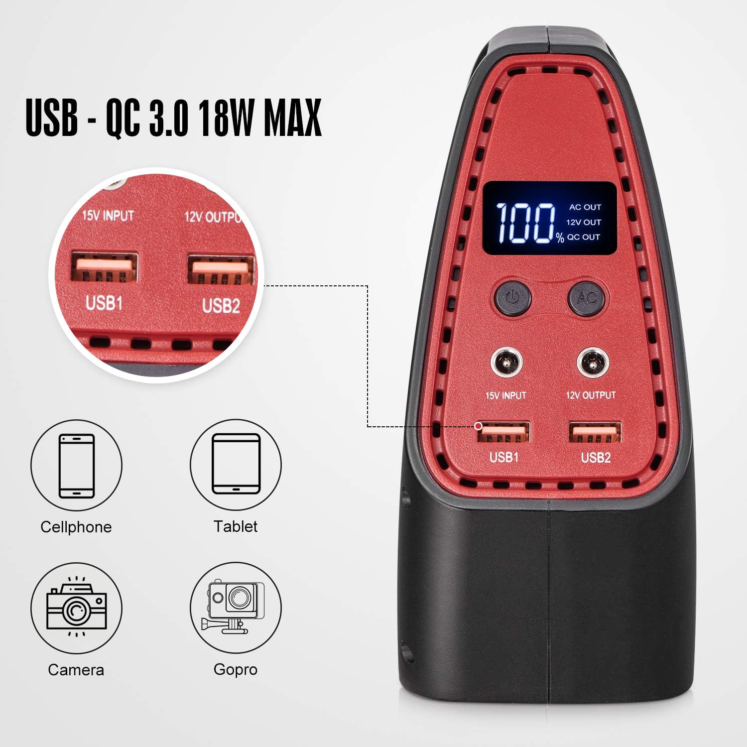 146Wh 42000mAh Portable Power Station, Quiet Rechargeable Generator Power Supply with Dual 110v AC Outlet,2 DC Ports, QC 3.0 USB Ports, Battery Backup for Camping Home Emergency Use