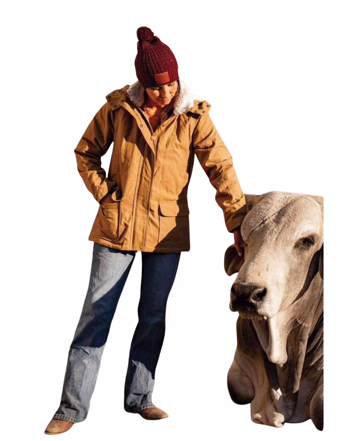 Outback Trading Co Women's Canvas Juniper Fleece Hooded Jacket Tan 3X  US