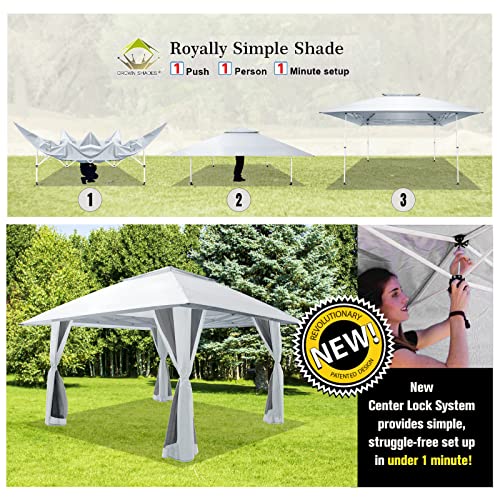 CROWN SHADES 13x13 Pop Up Gazebo, Canopy Tent, Gazebos on Clearance - Outdoor Gazebo for Backyard & Patio Furniture - Carpa Pop Up Tent with Wheeled STO-N-Go Cover Bag (Grey)