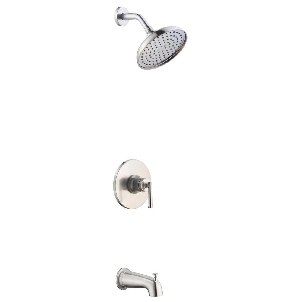 Glacier Bay Oswell Single-Handle 1-Spray Tub and Shower Faucet in Brushed Nickel (Valve Included)