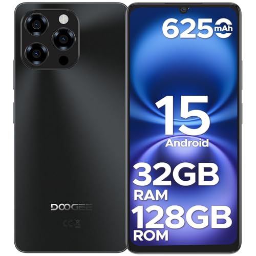 DOOGEE Note 58 Android 15 Unlocked Cellphone,32GB+128GB/2TB Expand Cell Phone with 6.75" HD+ Waterdrop Screen, 6250mah Battery,4G Dual Sim Unlocked Smartphone, Widevine L1/NFC/OTG/Face Unlock, Black
