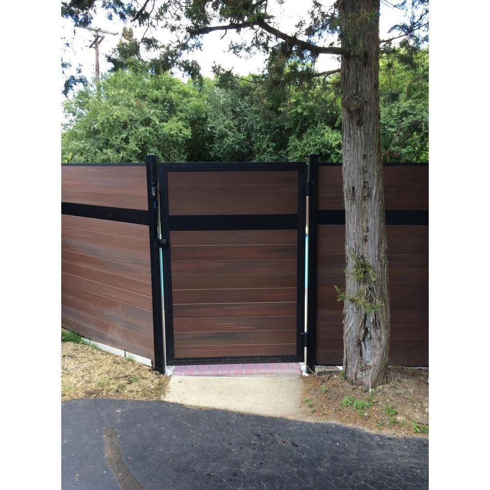 Veranda Euro Style 4 ft. W x 6 ft. H Black Top Black Rose Aluminum/Composite Adjustable Fence Gate