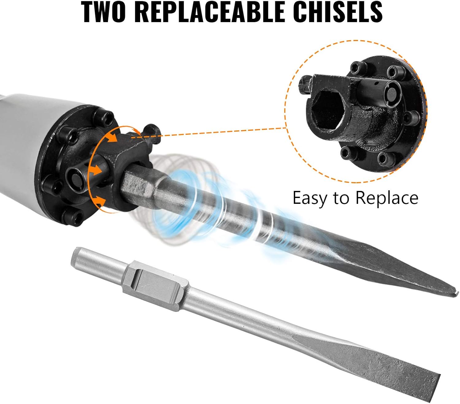 Mophorn 3500W Electric Demolition Hammer Heavy Duty Concrete Breaker 1400 BPM Jack Hammer Demolition Drills with Flat Chisel Bull Point Chisel (3500 W)
