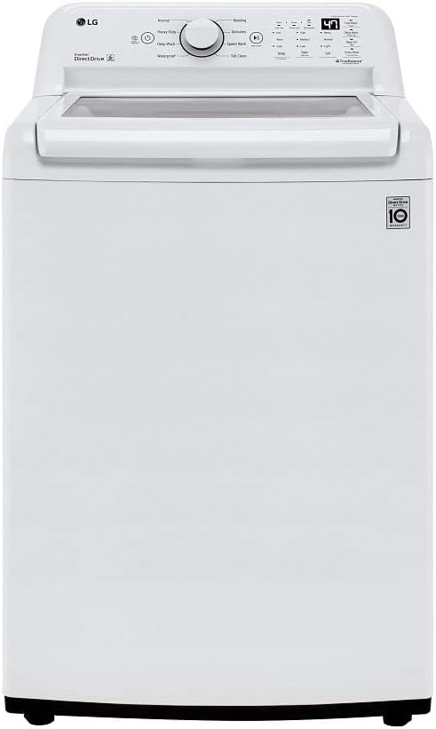LG WT7005CW Ultra Large Capacity Top-Load Washer with TurboDrum - White with an LG DLE7000W Ultra Large Capacity Electric Dryer with Sensor Dry - White (2021)