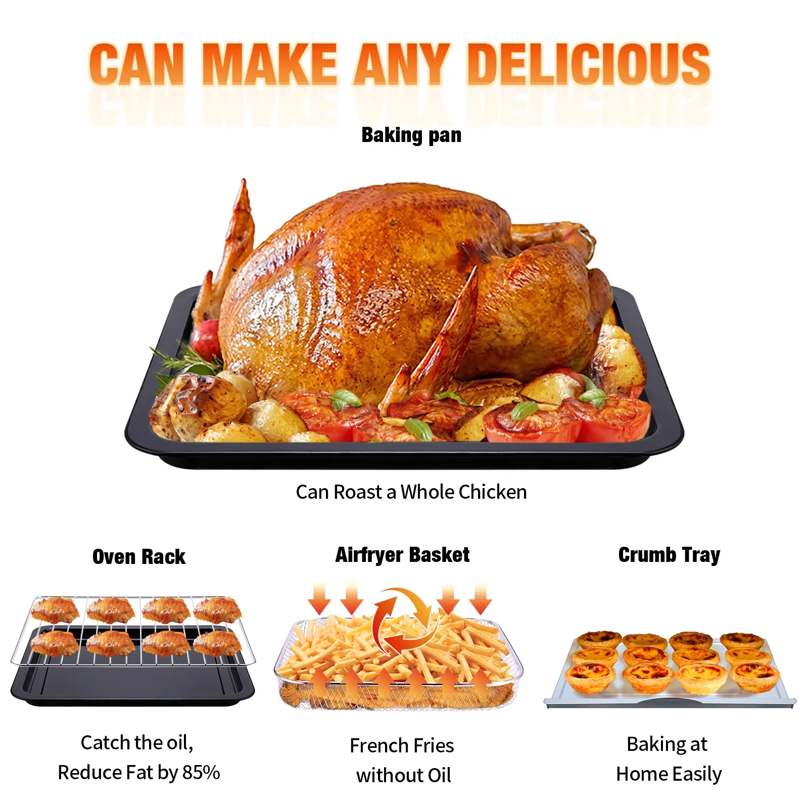 Air Fryer, 14 Quart Large Air Fryer Oven, Temperature Control, Dishwasher Safe Non Stick Basket, Healthy Oil-Free Hot Air Fryer, ETL Certified