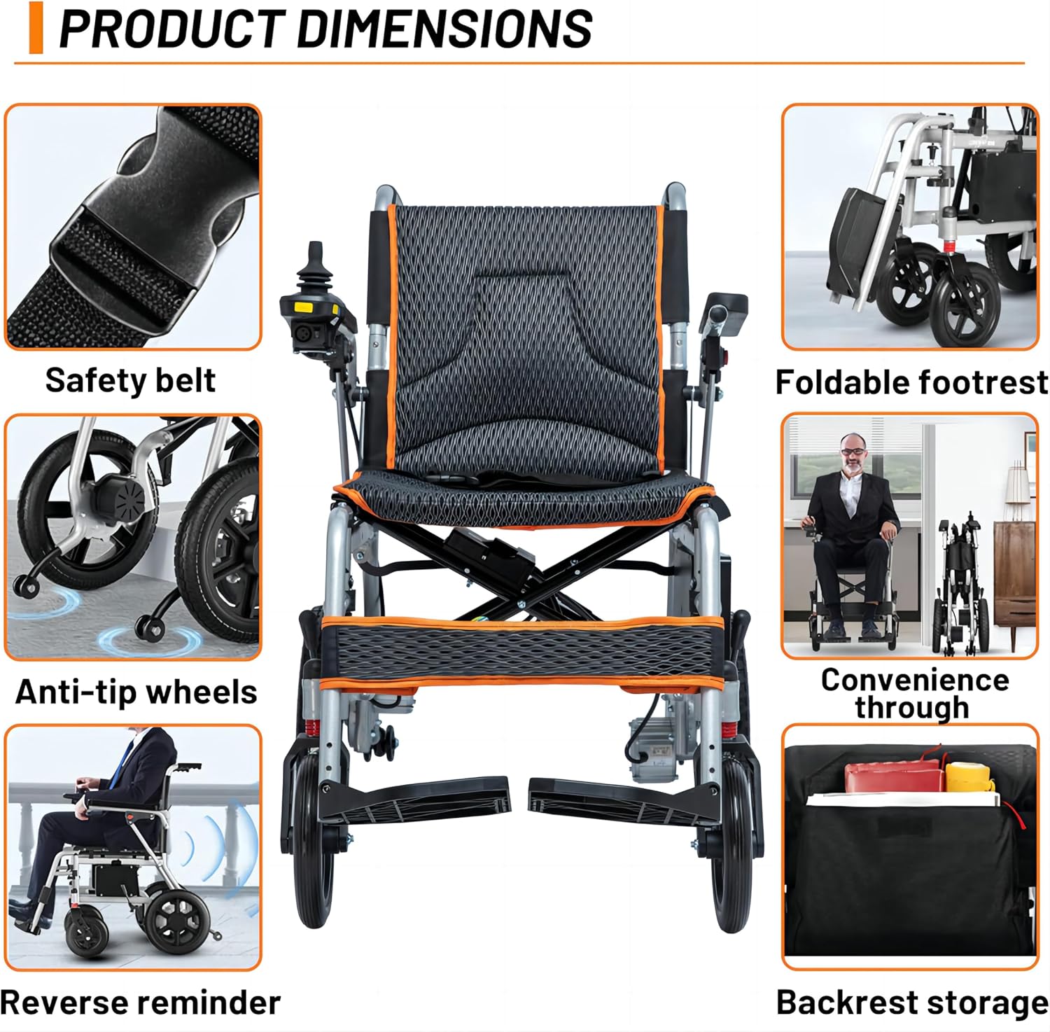 Upgraded Lightweight Portable Electric Wheelchairs, Motorized Wheelchair for Seniors, Power Wheelchair (only 33lbs), 360W Powerful Motor, 10 Miles Cruise Range, Airline Approved