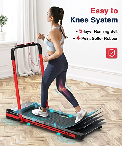 REDLIRO Under Desk Treadmill, 2 in 1 Motorized Portable Foldable Treadmill Compact Fold Up Walking Pad, Sturdy Folding Treadmill for Small Space with Remote Control, LED Display for Home & Office Use