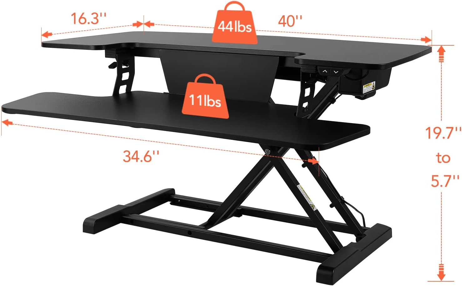 FlexiSpot Motorized Standing Desk Converter 36" Wide Electric Stand up Desk Riser for Monitor and Laptop,Black Height Adjustable Desk for Home Office EM7MB