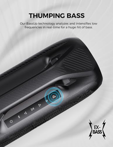 Portable Bluetooth Speaker,100W Powerful Sound with EX-BASS,IPX7 Waterproof,30H Playtime,Built-in Power Bank,Bluetooth 5.3&TWS,Big Subwoofer Speaker with Carrying Strap for Party,Pool,Camping,Backyard