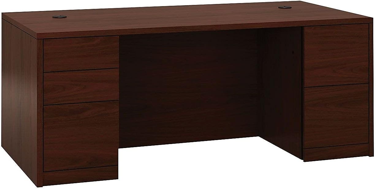 HON 105890NN 10500 Series Double Pedestal Desk, Full-Height Pedestals, 72w x 36d, Mahogany