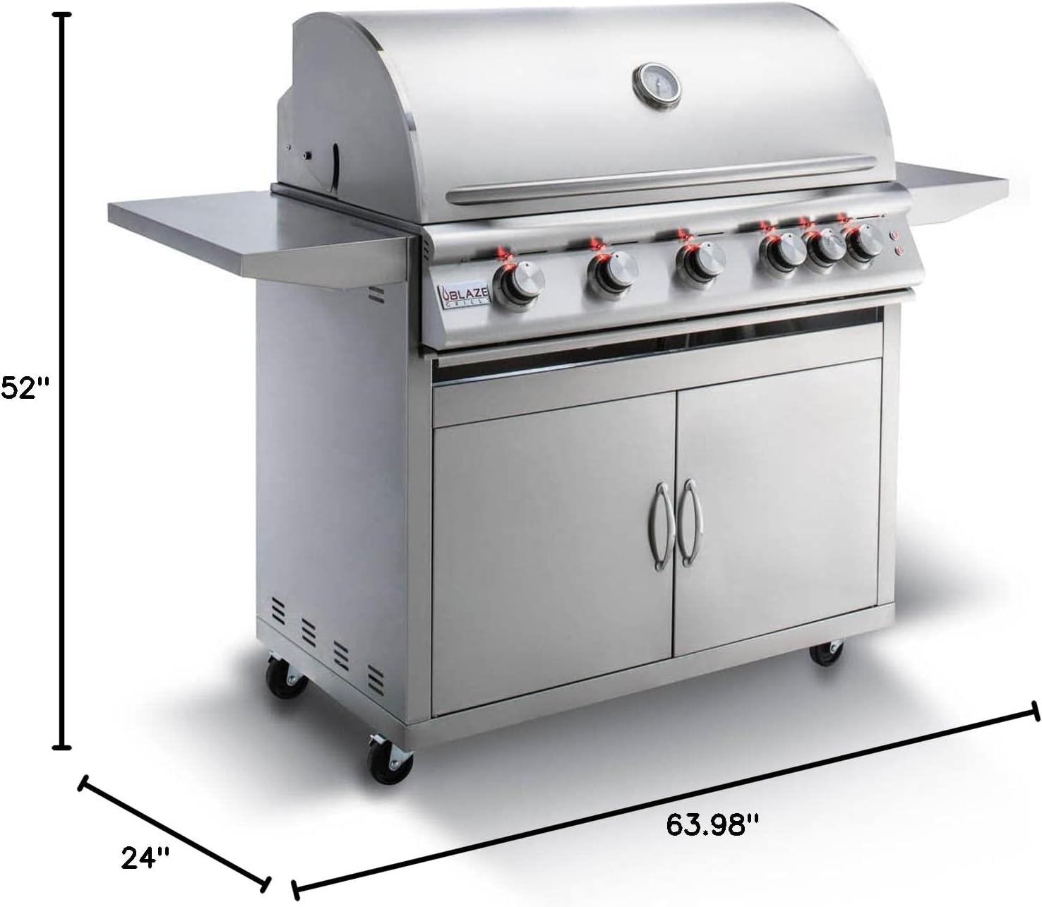 Blaze Premium LTE 40-Inch 5-Burner Propane Gas Grill With Rear Infrared Burner & Grill Lights - BLZ-5LTE2-LP