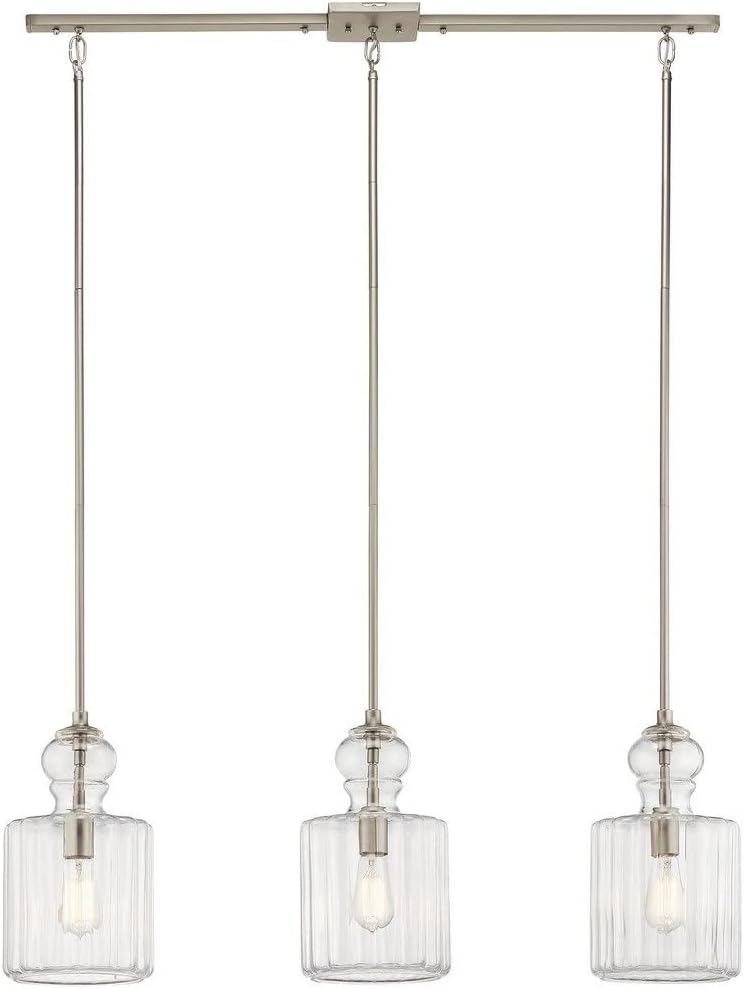 Kichler Riviera 13.75" 1 Light Pendant with Clear Ribbed Glass in Brushed Nickel