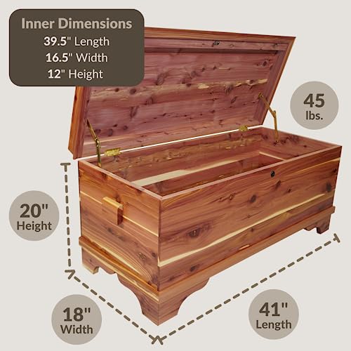35" Amish Heirloom Aromatic Red Cedar Hope Chest with Waterfall Edge, Small Storage Trunk with Lock for Blankets and Keepsakes - Made in America