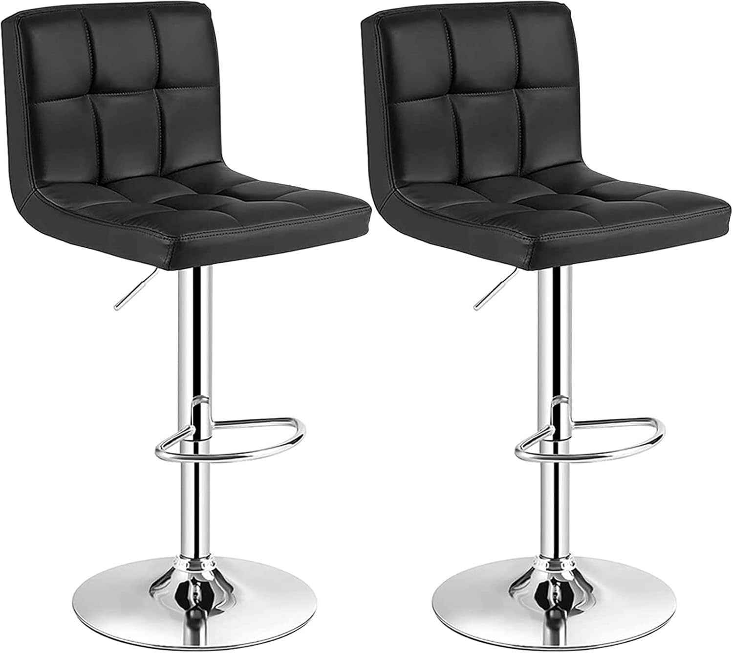 Huracan Bar Stools Set of 2 White Bar Chairs with Arms Swivel Counter Height Stools Adjustable Bar Stool with Back Bar Chair Armrest Modern Island Chairs for Kitchen 360 Degree (Black/White, 2pcs)