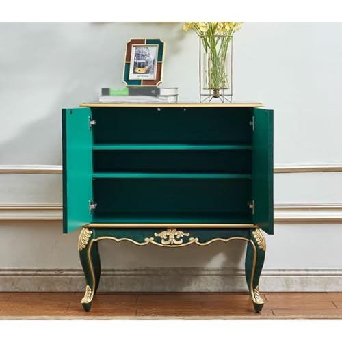 Side Panel Buffet Modern Storage Space Light Luxury Entrance Cabinet Solid Wood Carved Entrance Hall Partition Country Decoration Retro Old Sideboard Free Standing Decorative Cabinet