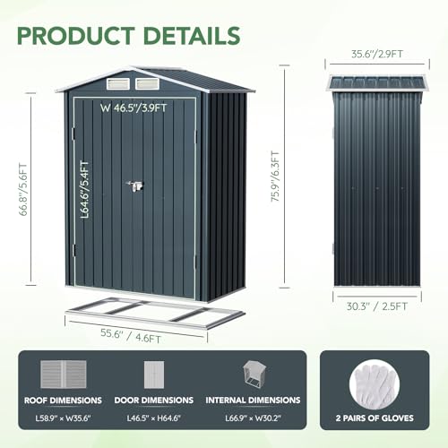 10X12X7.5 FT Outdoor Steel Storage Shed with Lockable Doors, 2 Windows, Transparent Roof Panels (Wood Panels & Frame Floor Not Included), Ideal for Patio Storage,Garbage Can, Chicken Coop，Brown