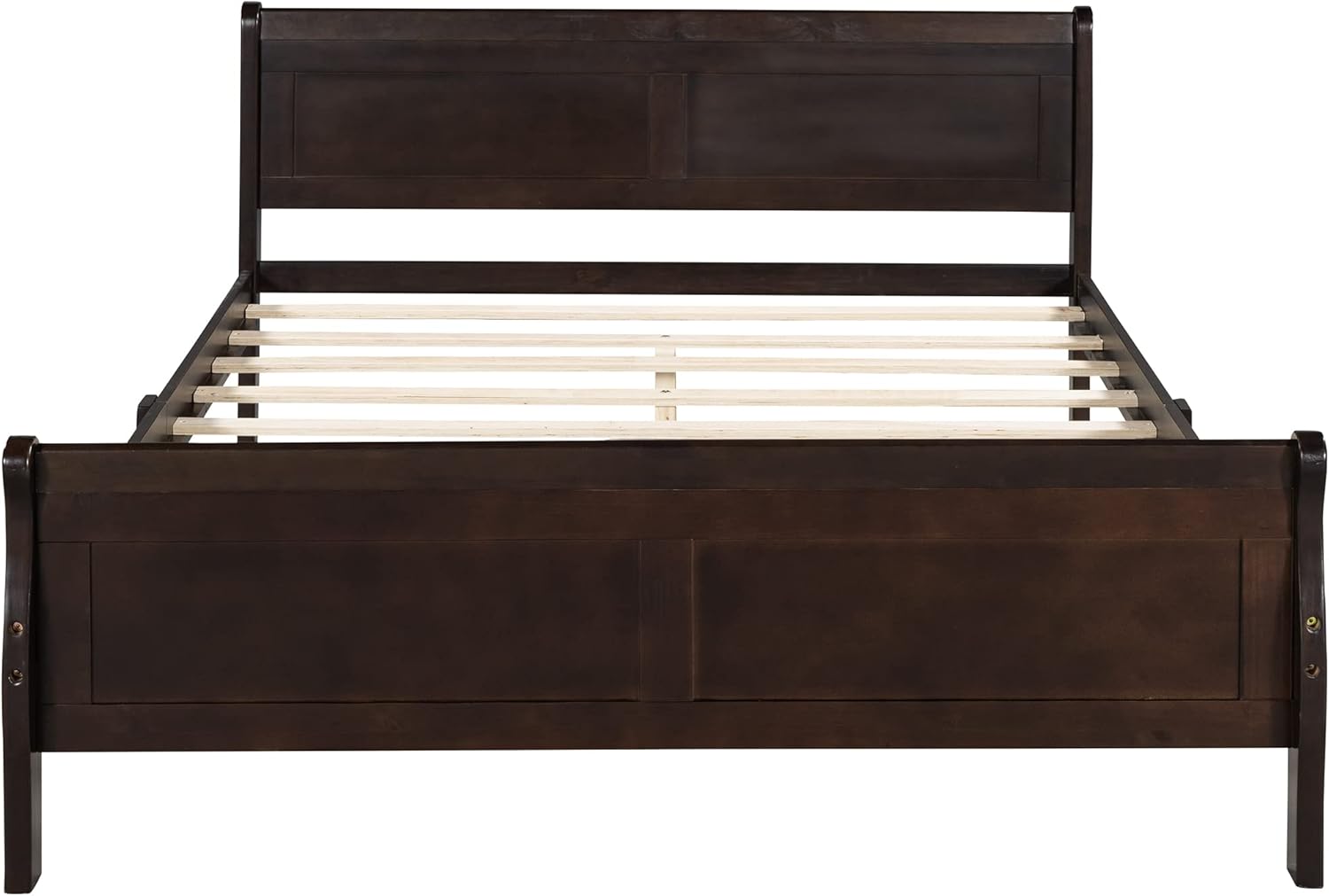 Full Size Wood Platform Bed with Headboard and Wooden Slat Support 82.3X 57x 35.4 inch(LxWxH)