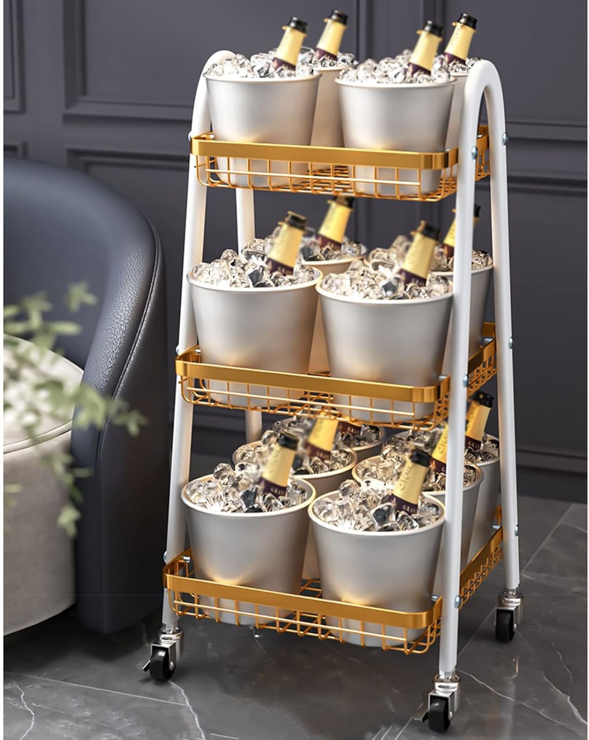 Kitchen Storage Cabinets Kitchen Trapezoidal Rack Floor-to-Ceiling Multi-Layer Trolley Storage Rack Removable Household Items Vegetable Basket Storage Rack Cart Kitchen Shelves