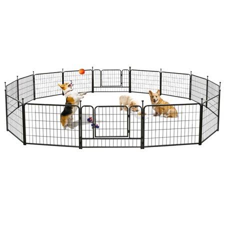 Tooca Heavy Duty Metal Dog Exercise Playpen Fence for Indoor u0026 Outdoor, 16 Panels u0026 24 inch Height, Size: 24 H 16 Pannel