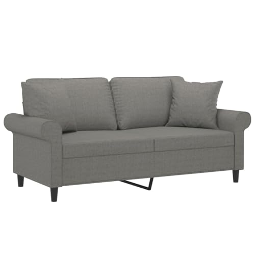 2-Seater Sofa, Ottoman Modern Sofa Minimalist Sofa Traditional Sofa Suitable for Vacation Rental Dorm Room Bedroom Lounge with Pillows&Cushions Dark Gray 47.2" Fabric