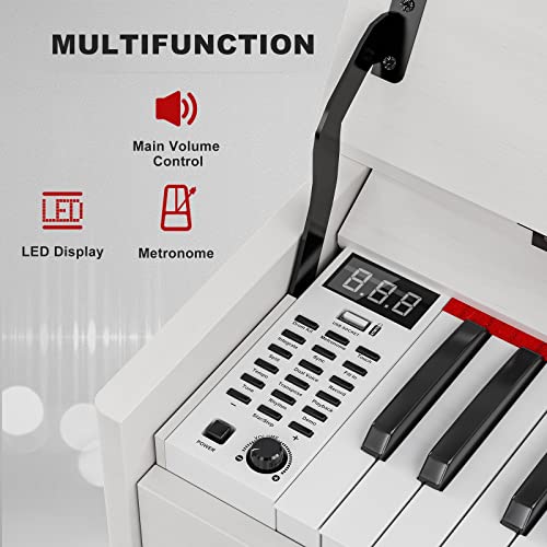 UMOMO 88 Weighted Key Digital Piano with Duet Piano Bench, Beginner Keyboard Piano Full Size Heavy Hammer Weighted Action Electric Piano Keyboard with USB MIDI, Black