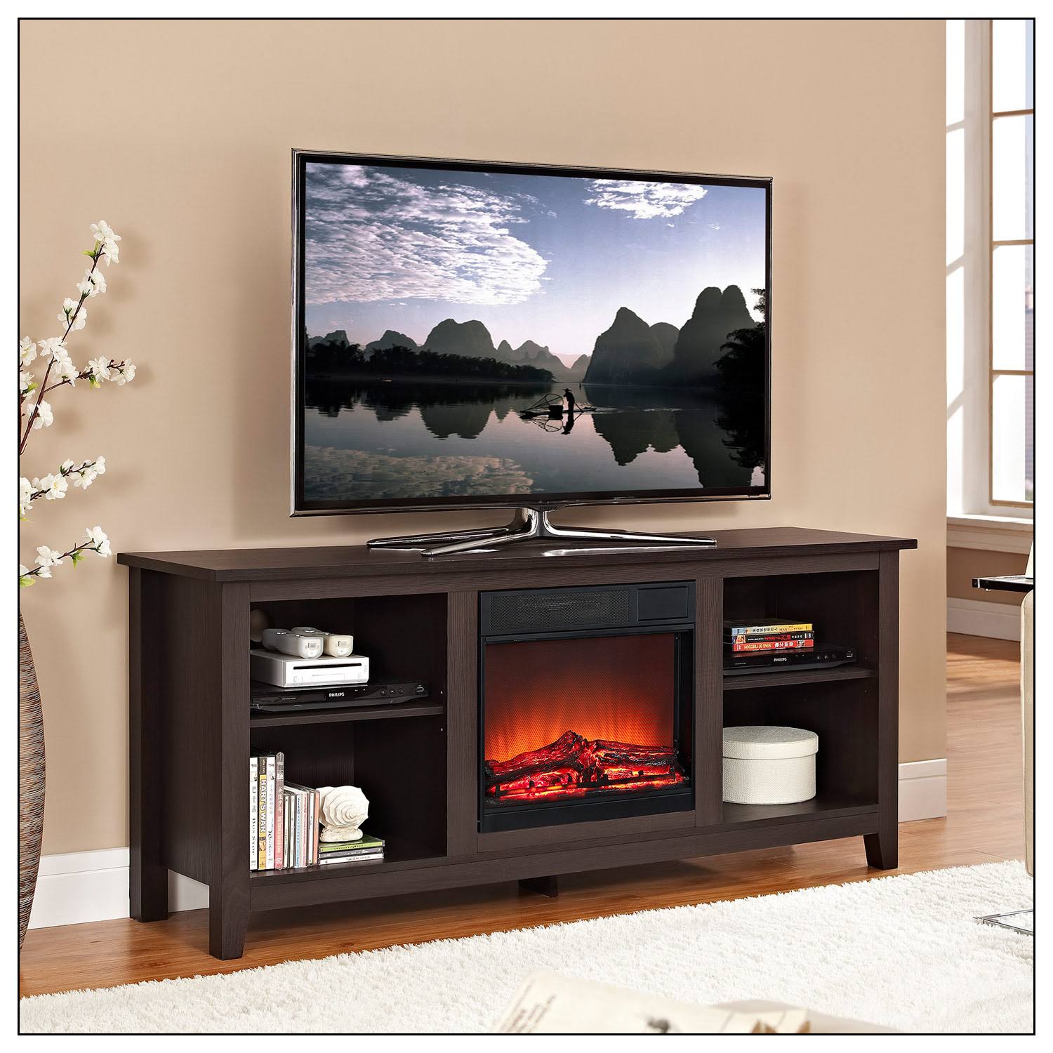 Walker Edison - TV Console with Electric Fireplace for Most Flat-Panel