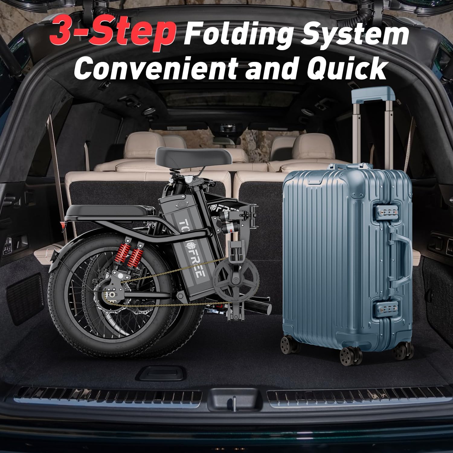 Tomofree Folding Electric Bike for Adults 30MPH 1200W EBike, 48V 20AH Removable Battery for Electric Bicycles, 40Miles Max Range, 10 Shock Absorbers, 16'' Tire Foldable E-Bike, City Commuter