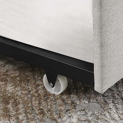 Full Size Upholstered Daybed with Pull Out Twin Trundle, Multifunctional Tufted Sofa Bed Frame with Button Nailtrim Arms and Wood Slat Support, No Spring Box Needed (Beige, Full)