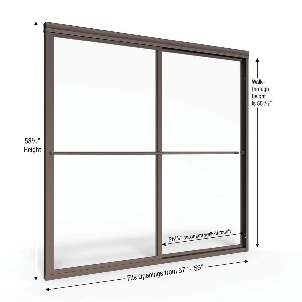 Basco Deluxe 59 in. x 58-1/2 in. Clear Framed Sliding Tub Door in Oil Rubbed Bronze
