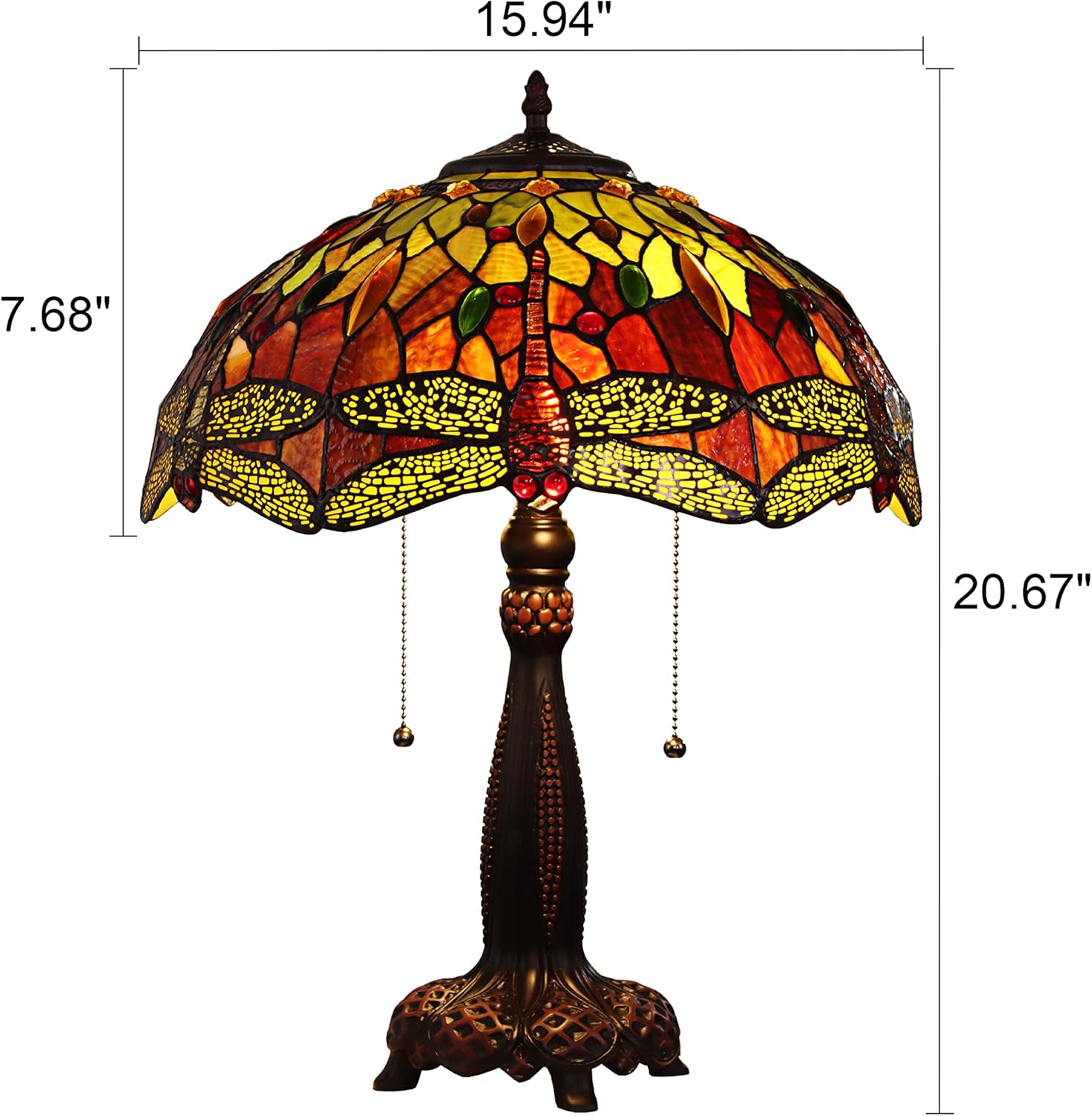Radiance Goods Tiffany-Style 2 Light Dragonfly Table Lamp 16" Shade