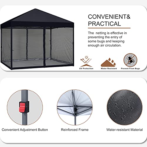 MASTERCANOPY Pop-Up Easy Setup Outdoor Canopy with Netting Screen Walls (10x10, Beige)