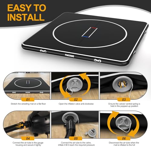 Inflatable Wrestling Mat 16ft/13ft/10ft, 4" Thick Foldable Jiu Jitsu Mats Wrestling Mats for Home Outdoor Indoor, Waterproof PVC Mat for Gymnastics, BJJ, MMA, Grappling, Judo, Boxing