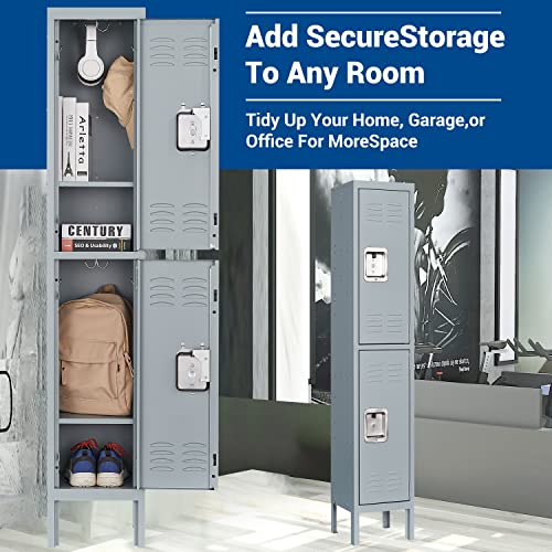 Metal Locker Steel Storage Cabinet with 2 Doors for Office School Gym Metal Storage Locker Cabinets for Employees Students Steel Locker