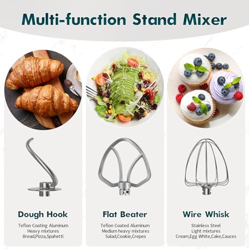 COOKLEE Stand Mixer, 9.5 Qt. 660W Electric Kitchen Mixer with Dishwasher-Safe Dough Hooks, Flat Beaters, Wire Whip & Pouring Shield Attachments for Most Home Cooks, Silver