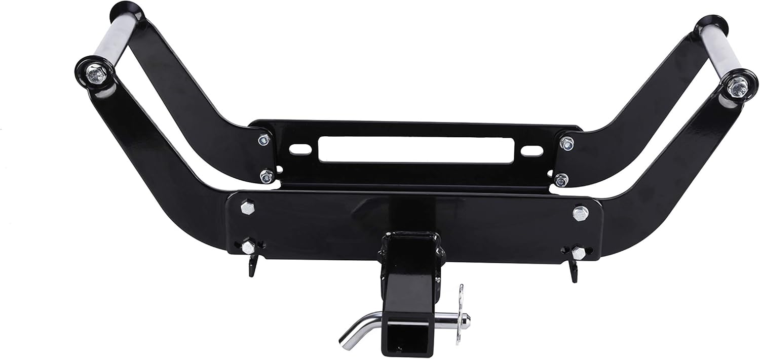 OFF ROAD BOAR Universal Winch Mount Plate - 15000Lbs Capacity Winch Mounting Hitch , Recovery Winch Cradle, Bumper 2'' Hitch Receiver with Folding Bracket